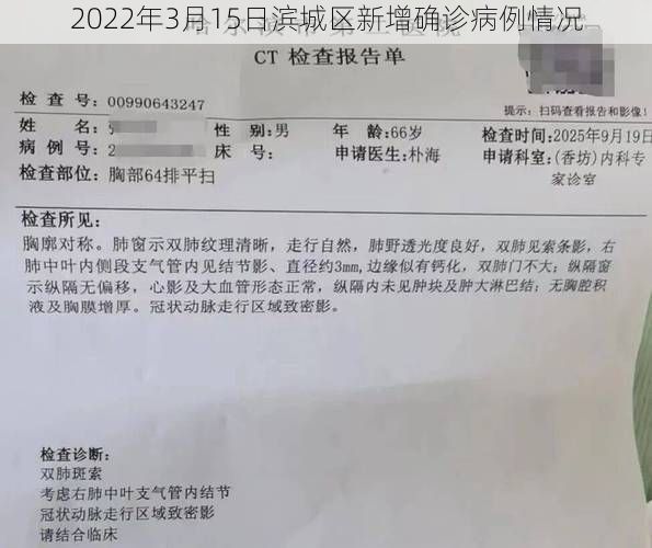2022年3月15日滨城区新增确诊病例情况