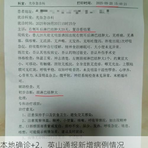 本地确诊+2，英山通报新增病例情况