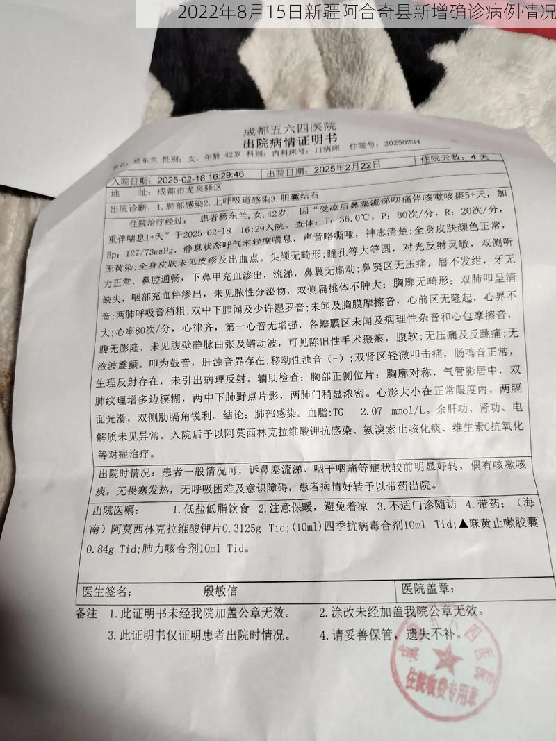 2022年8月15日新疆阿合奇县新增确诊病例情况