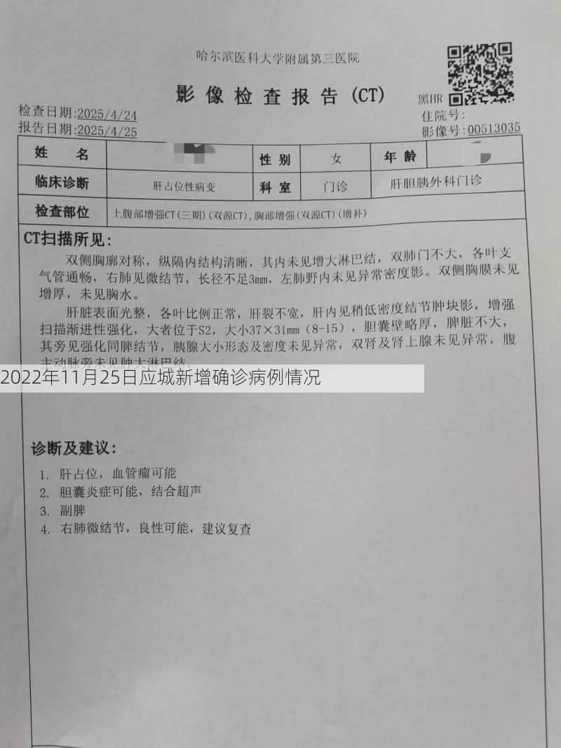 2022年11月25日应城新增确诊病例情况