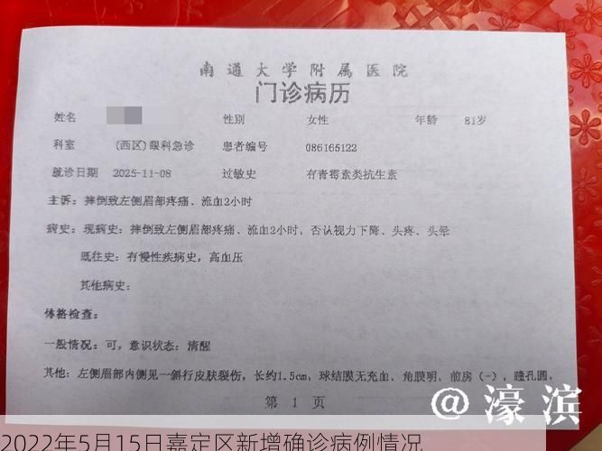 2022年5月15日嘉定区新增确诊病例情况