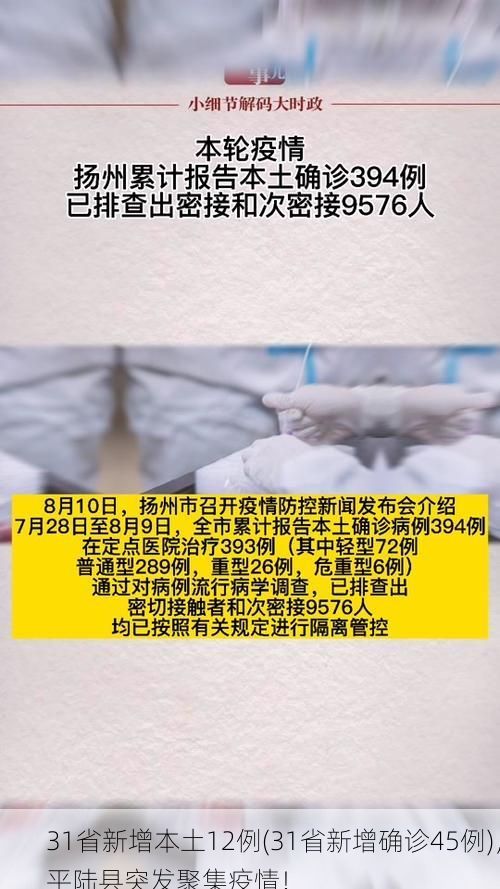 31省新增本土12例(31省新增确诊45例)，平陆县突发聚集疫情！