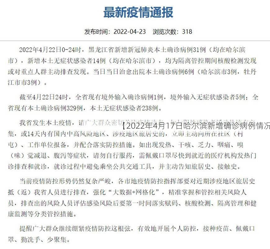 【2022年4月17日哈尔滨新增确诊病例情况】