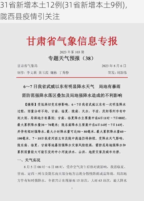 31省新增本土12例(31省新增本土9例)，陇西县疫情引关注