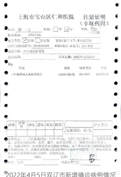 2022年4月5日双辽市新增确诊病例情况