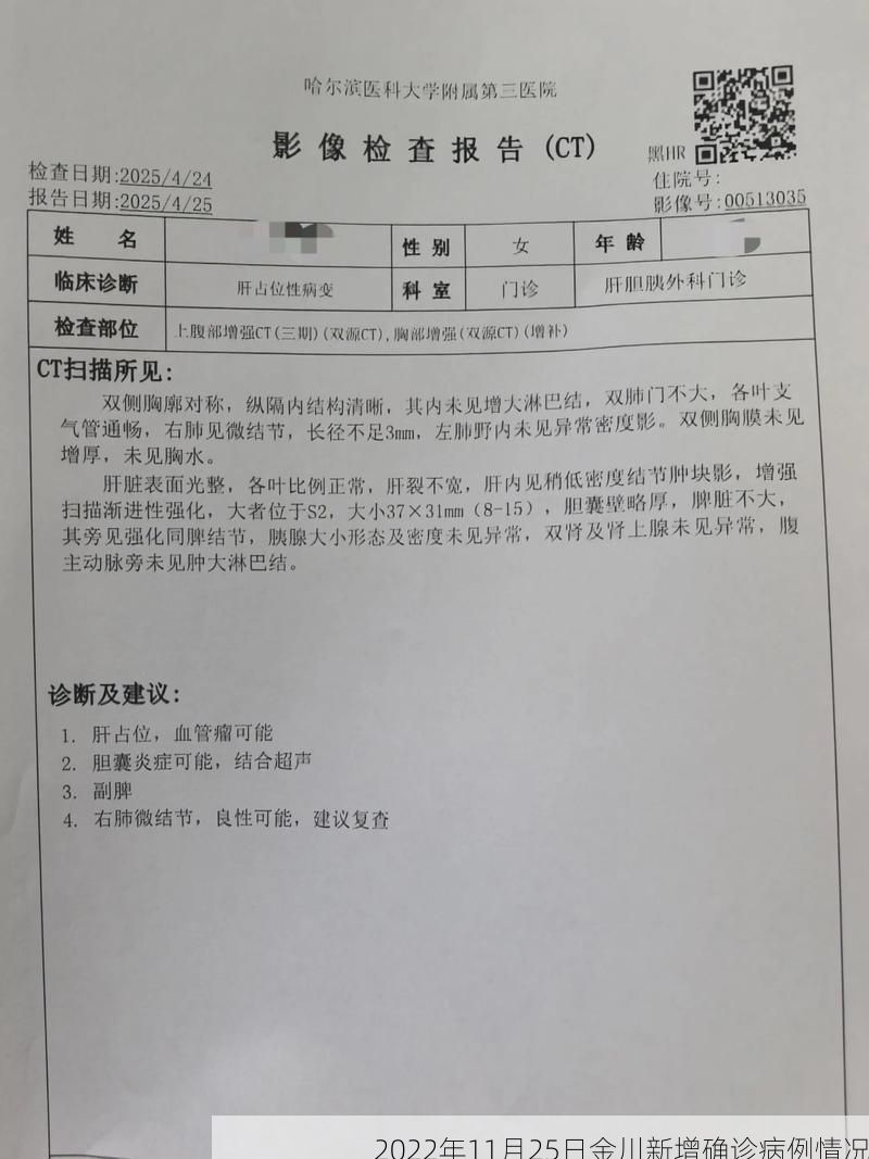 2022年11月25日金川新增确诊病例情况