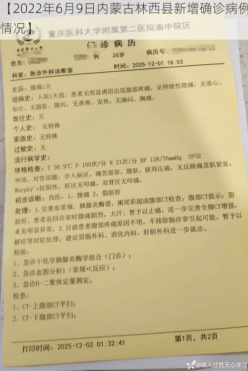 【2022年6月9日内蒙古林西县新增确诊病例情况】