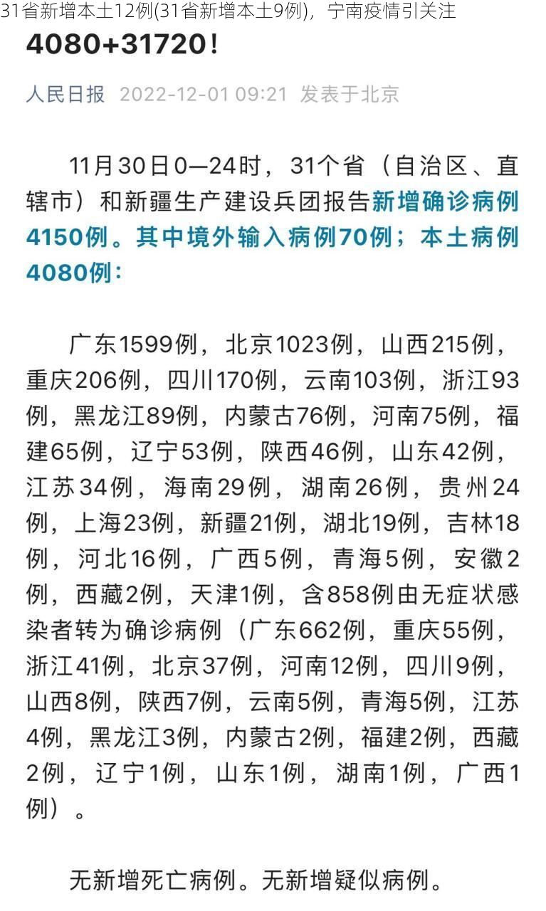 31省新增本土12例(31省新增本土9例)，宁南疫情引关注