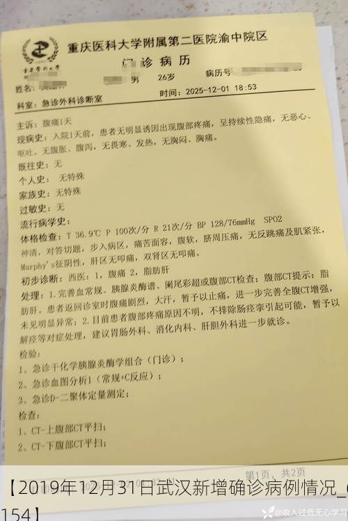 【2019年12月31日武汉新增确诊病例情况_69154】