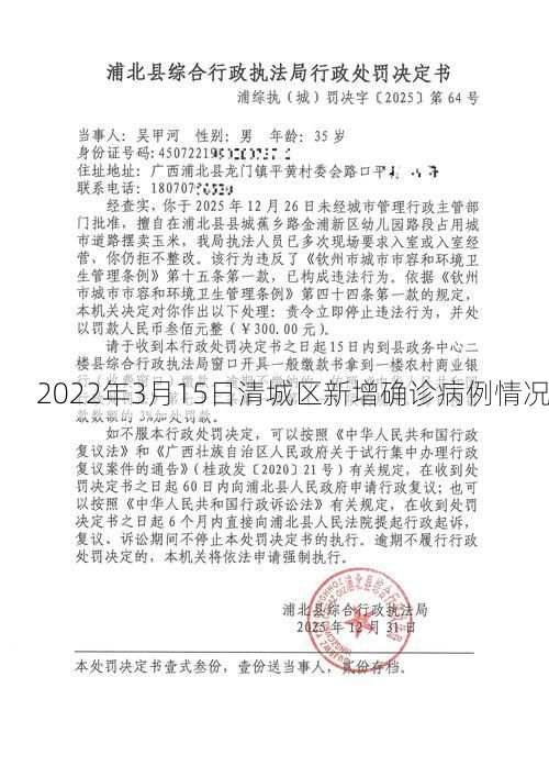2022年3月15日清城区新增确诊病例情况