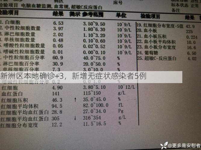 新洲区本地确诊+3，新增无症状感染者5例