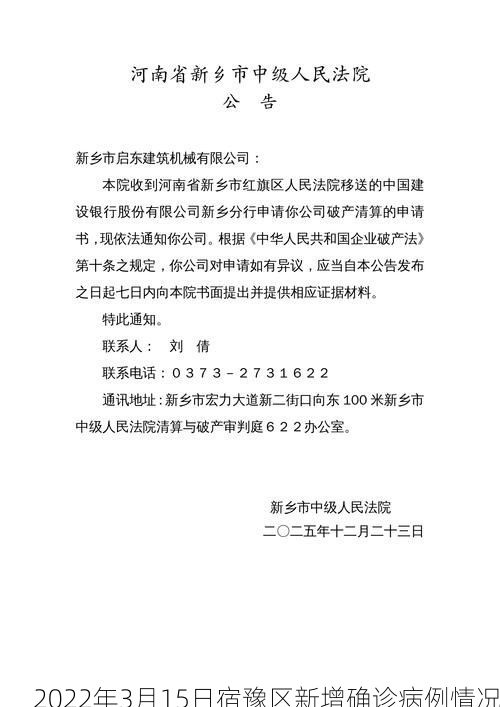 2022年3月15日宿豫区新增确诊病例情况