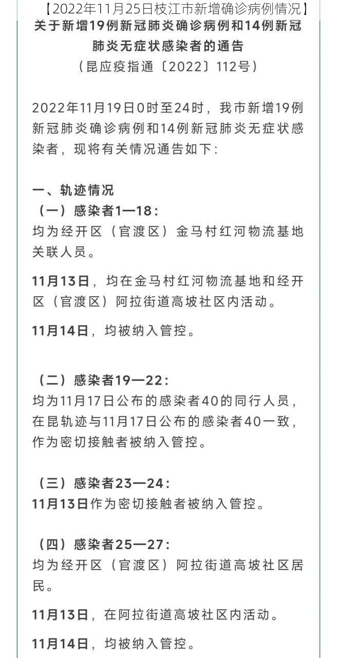 【2022年11月25日枝江市新增确诊病例情况】
