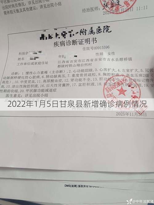 2022年1月5日甘泉县新增确诊病例情况