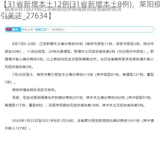 【31省新增本土12例(31省新增本土8例)，莱阳疫情引关注_27634】