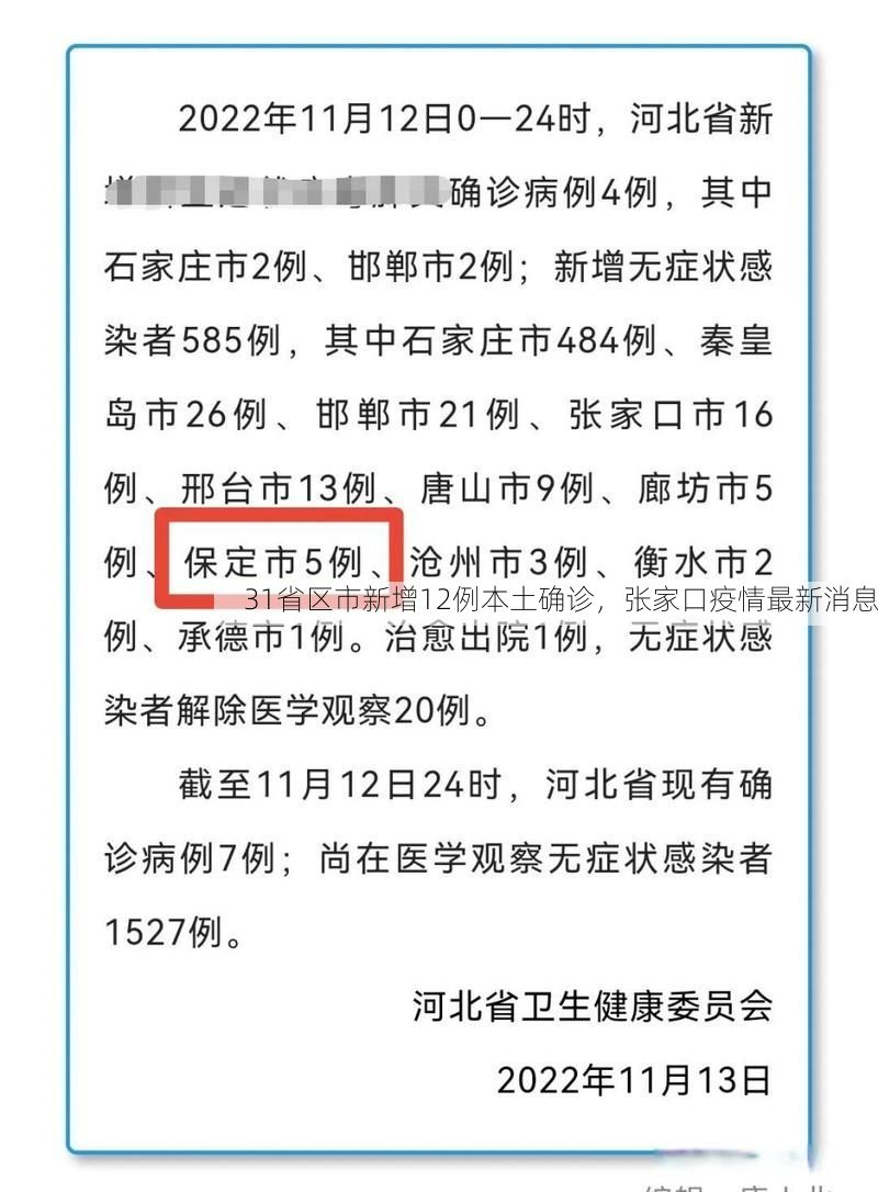 31省区市新增12例本土确诊，张家口疫情最新消息