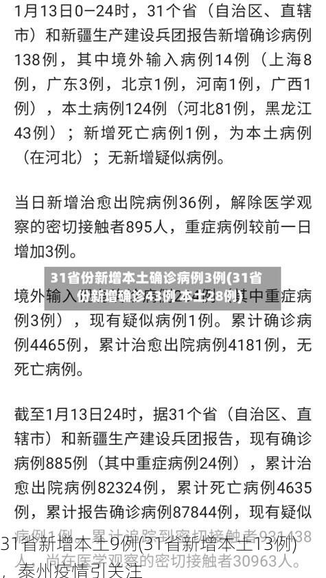 31省新增本土9例(31省新增本土13例)，泰州疫情引关注