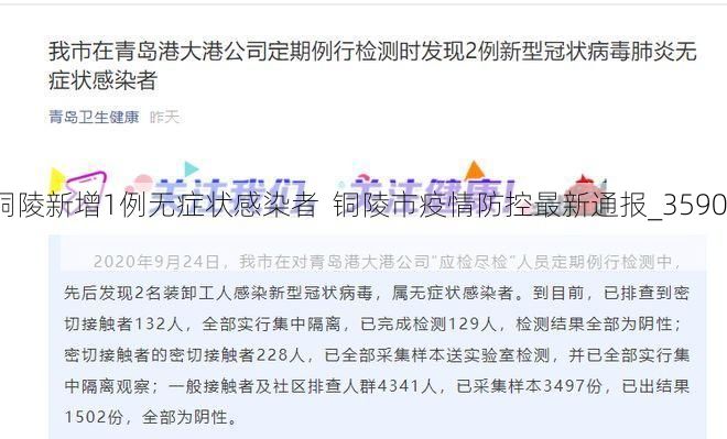 铜陵新增1例无症状感染者  铜陵市疫情防控最新通报_35901