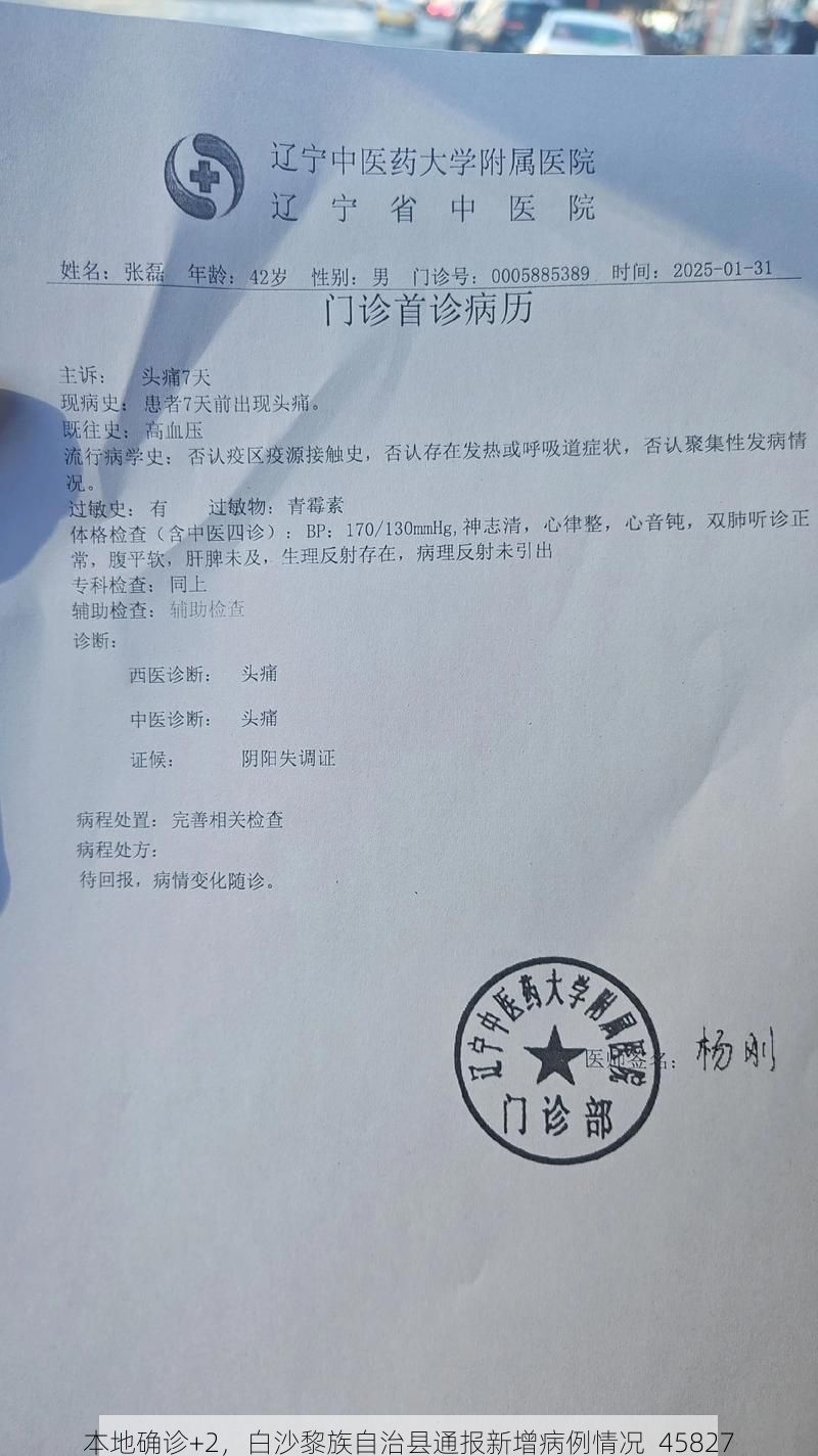 本地确诊+2，白沙黎族自治县通报新增病例情况_45827