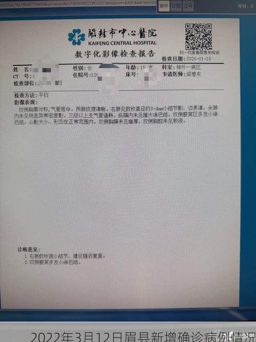2022年3月12日眉县新增确诊病例情况