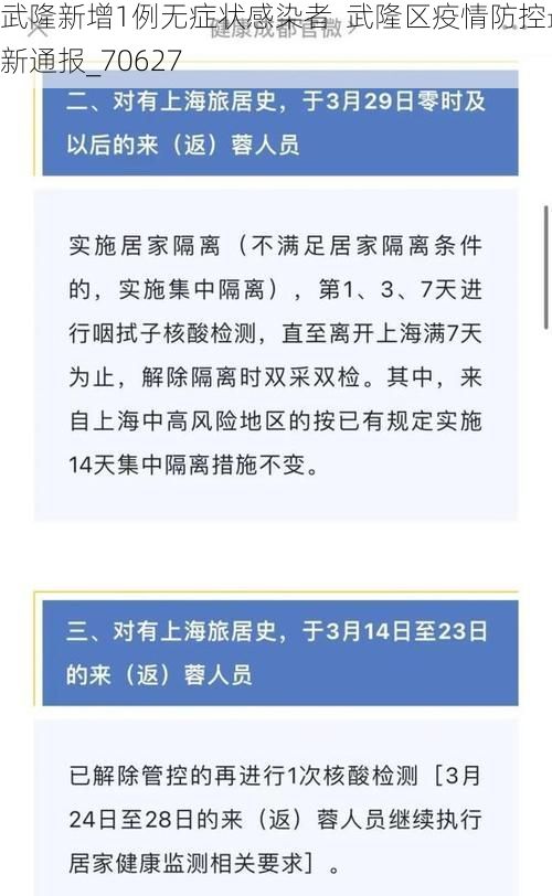 武隆新增1例无症状感染者 武隆区疫情防控最新通报_70627