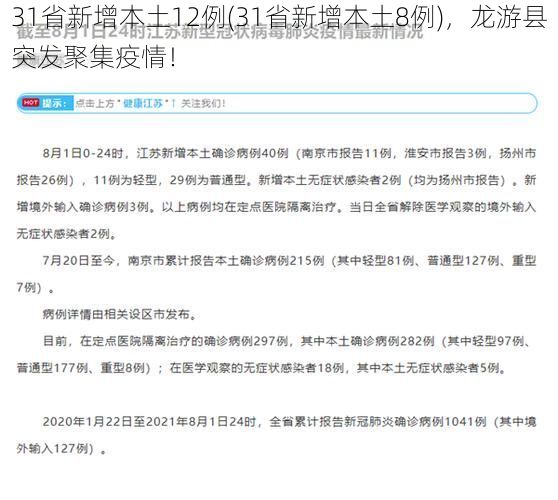 31省新增本土12例(31省新增本土8例)，龙游县突发聚集疫情！