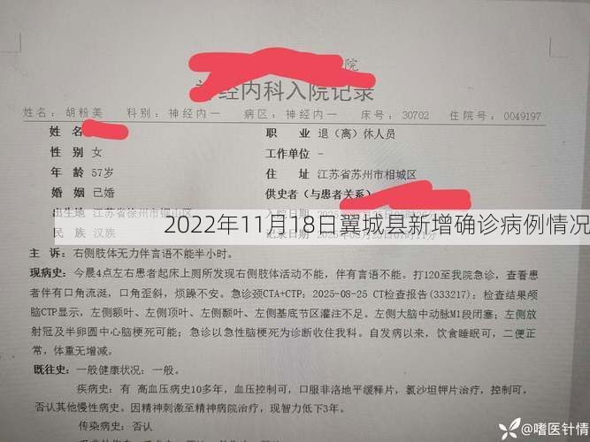 2022年11月18日翼城县新增确诊病例情况
