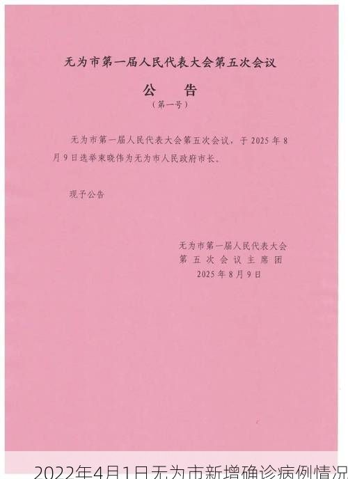 2022年4月1日无为市新增确诊病例情况