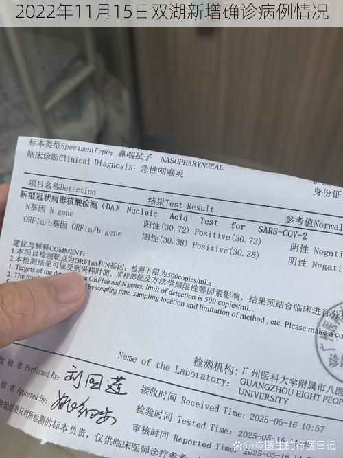 2022年11月15日双湖新增确诊病例情况