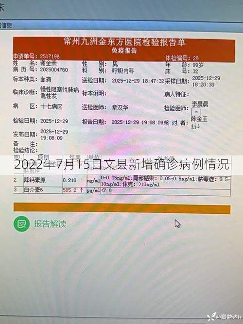 2022年7月15日文县新增确诊病例情况