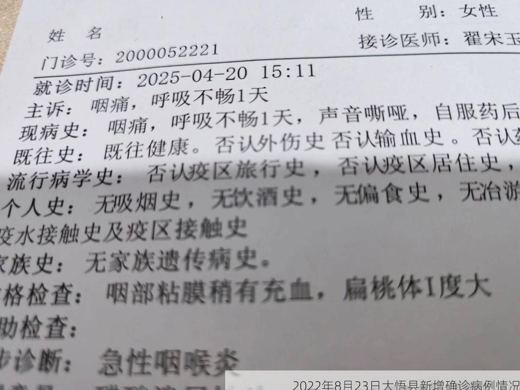 2022年8月23日大悟县新增确诊病例情况