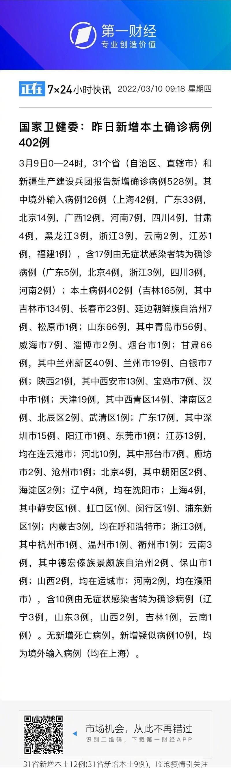 31省新增本土12例(31省新增本土9例)，临沧疫情引关注
