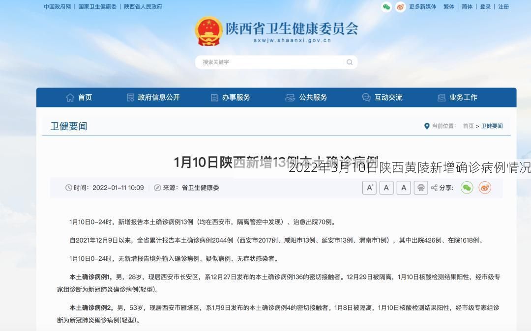 2022年3月10日陕西黄陵新增确诊病例情况