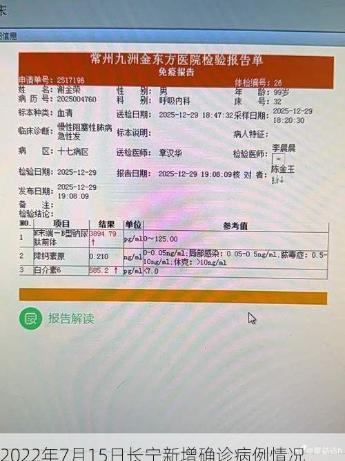 2022年7月15日长宁新增确诊病例情况