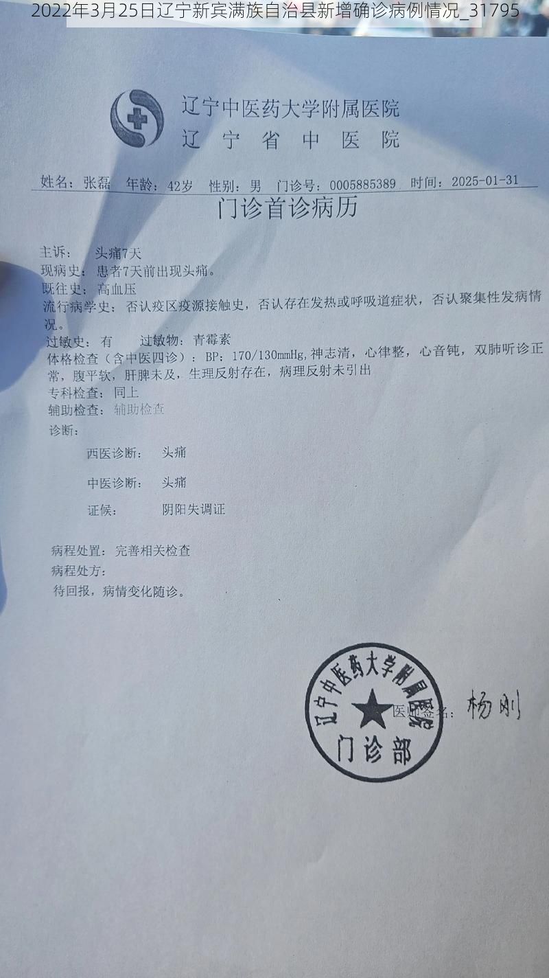 2022年3月25日辽宁新宾满族自治县新增确诊病例情况_31795