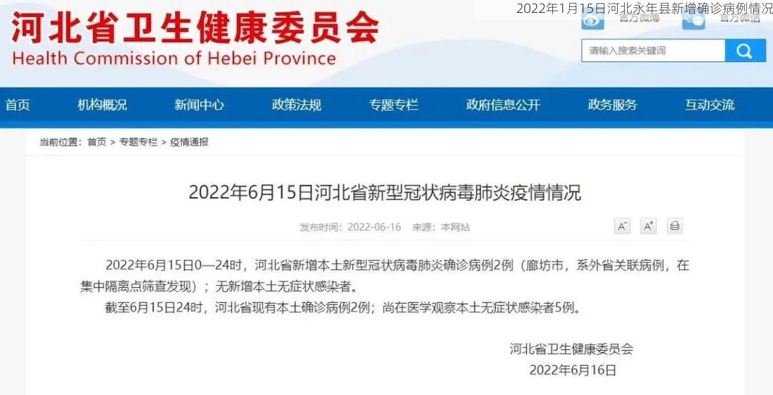 2022年1月15日河北永年县新增确诊病例情况