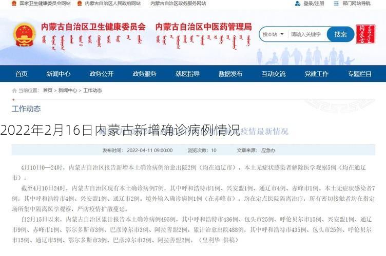 2022年2月16日内蒙古新增确诊病例情况