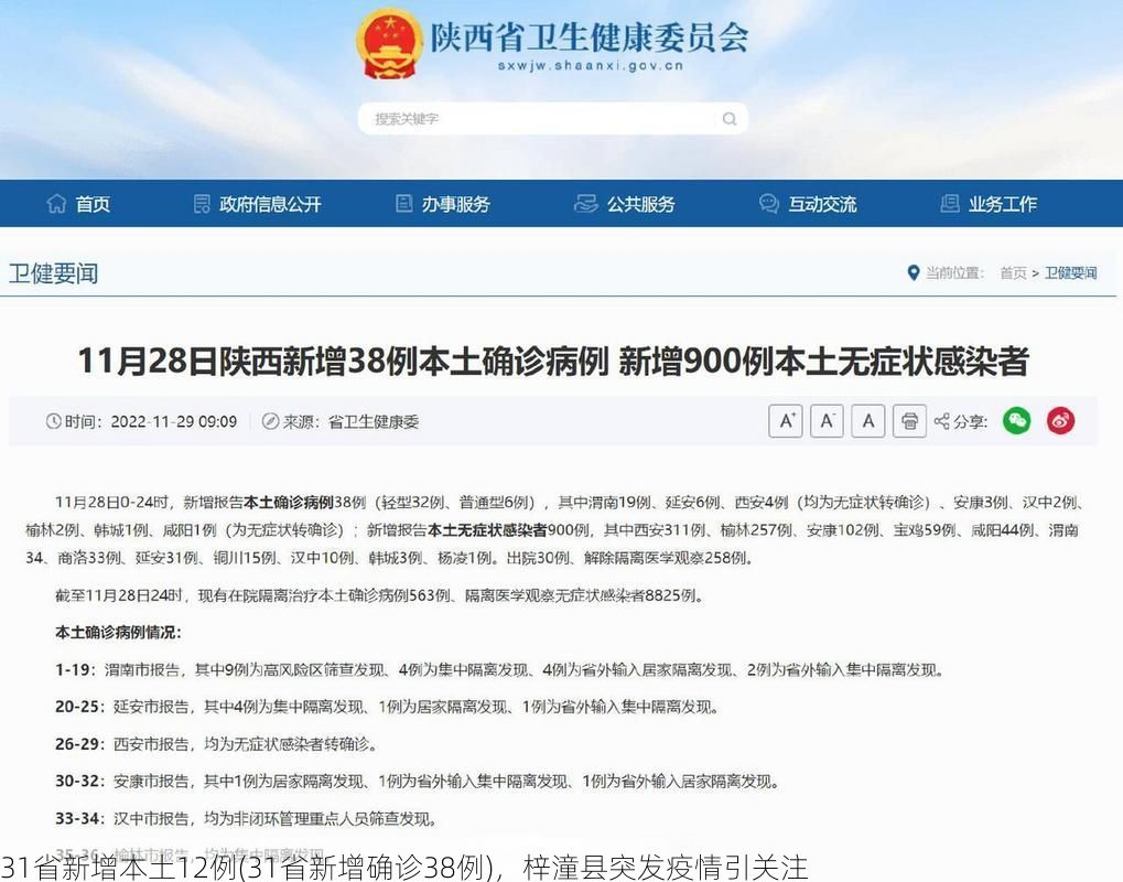 31省新增本土12例(31省新增确诊38例),梓潼县突发疫情引关注