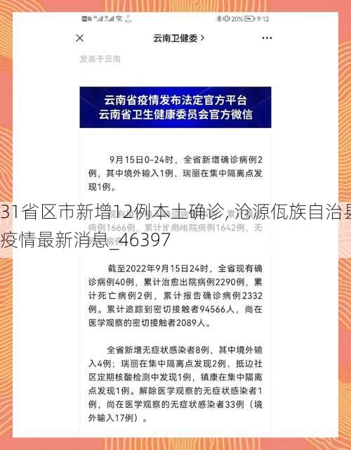 31省区市新增12例本土确诊, 沧源佤族自治县疫情最新消息_46397
