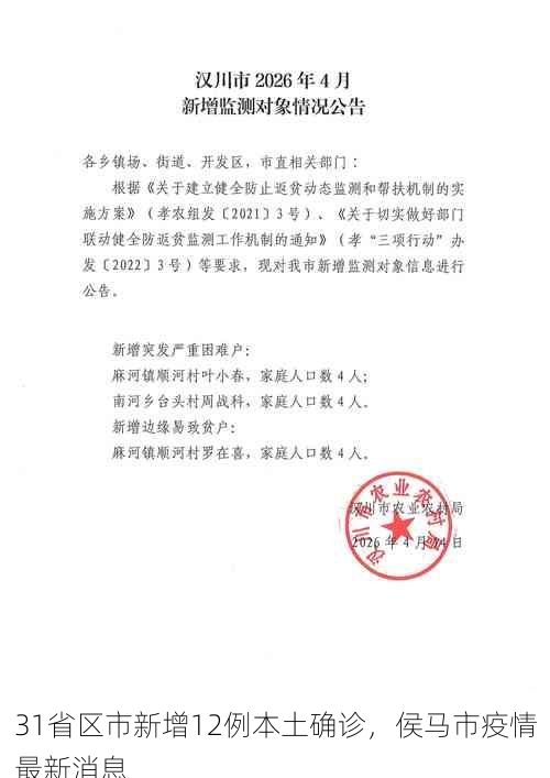 31省区市新增12例本土确诊,侯马市疫情最新消息