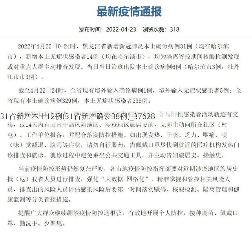 31省新增本土12例(31省新增确诊38例)_37628