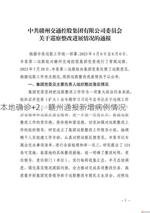 本地确诊+2,赣州通报新增病例情况