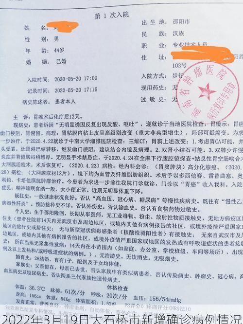 2022年3月19日大石桥市新增确诊病例情况