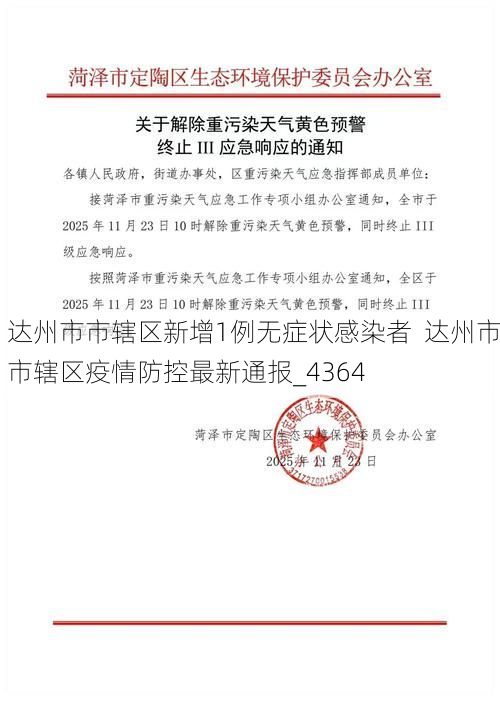 达州市市辖区新增1例无症状感染者 达州市市辖区疫情防控最新通报_4364