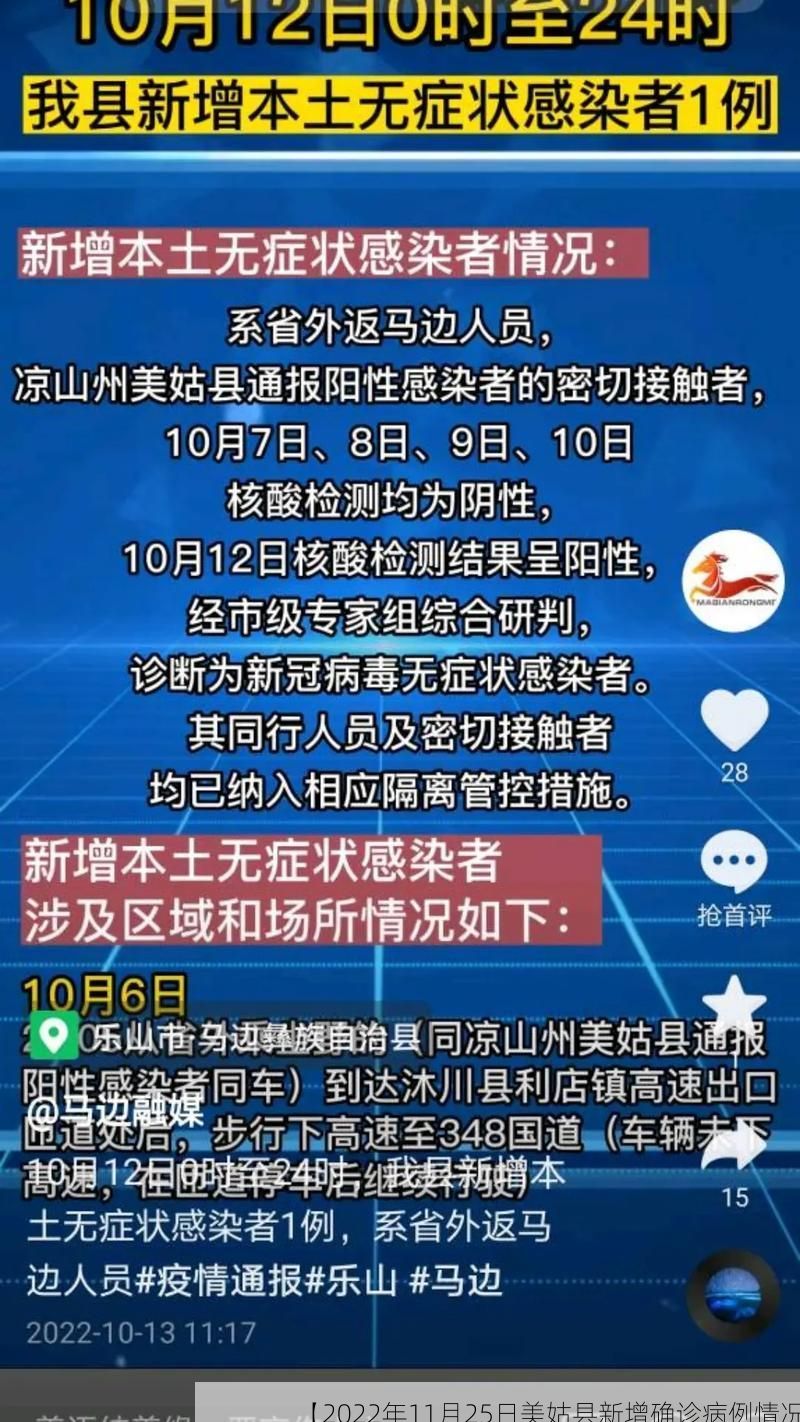 【2022年11月25日美姑县新增确诊病例情况】