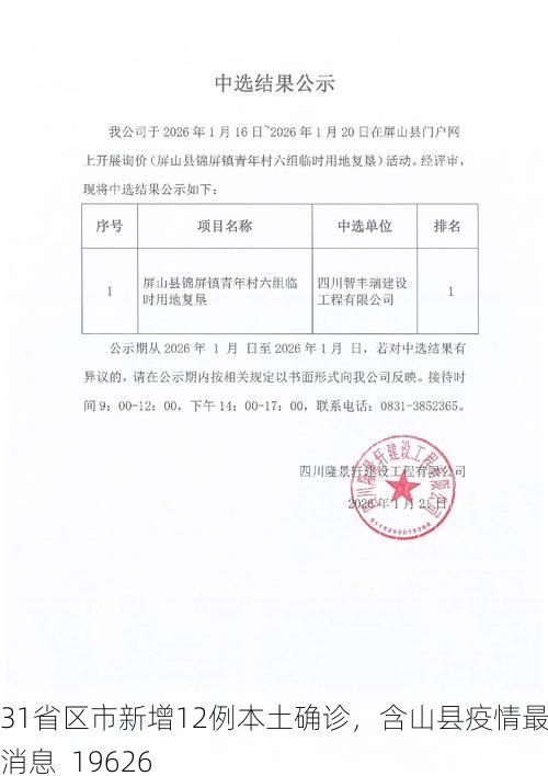 31省区市新增12例本土确诊，含山县疫情最新消息_19626