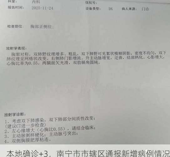 本地确诊+3,南宁市市辖区通报新增病例情况