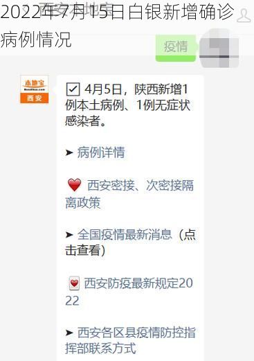 2022年7月15日白银新增确诊病例情况
